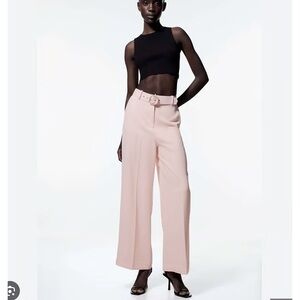 Zara Elegant Pink Women's Wide-Leg Pants